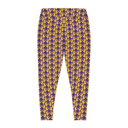 Plus Size Leggings - Purple/Gold Griddy