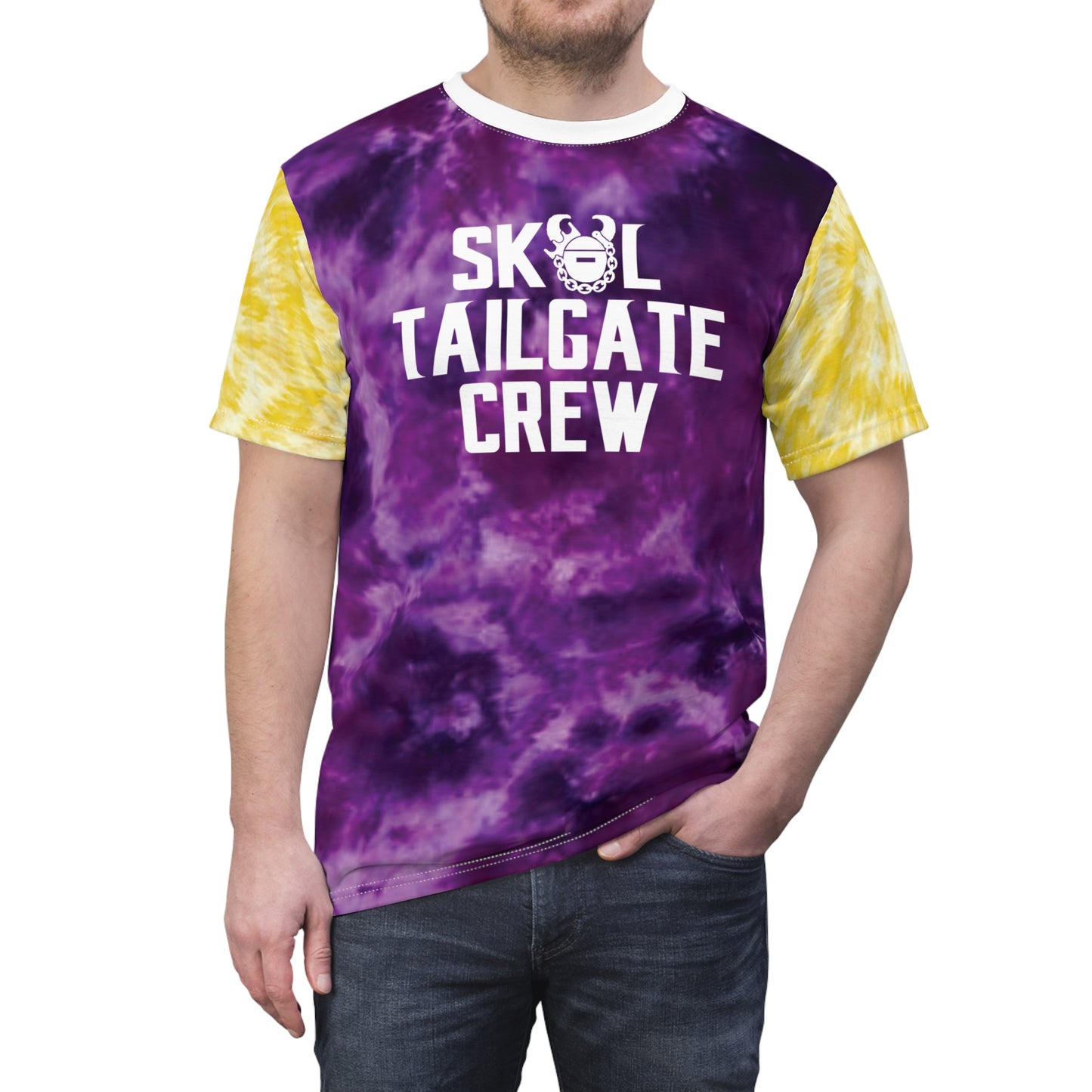 Unisex Cut & Sew Tee - Purple/Gold Tie-Dye - Tailgate Crew