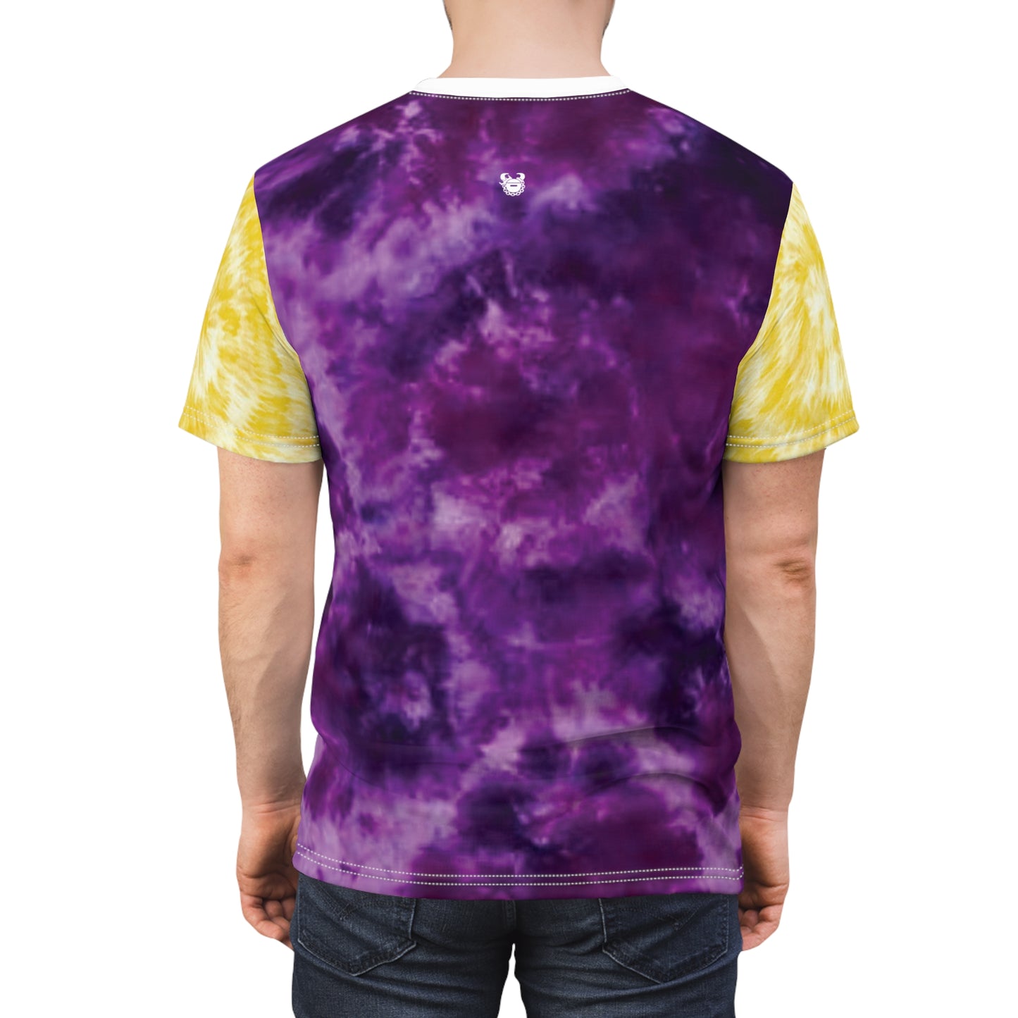 Unisex Cut & Sew Tee - Purple/Gold Tie-Dye - Friends Don't Let Friends