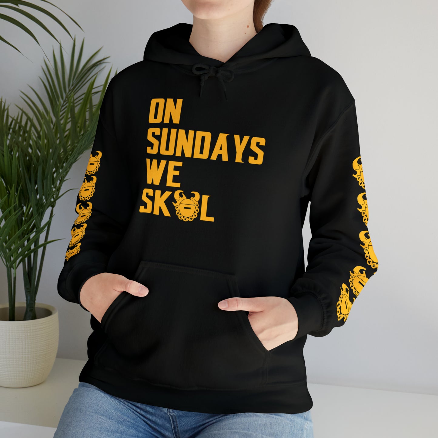 Unisex Heavy Blend™ Hooded Sweatshirt - On Sundays + Game Day Helmet (Sleeves)