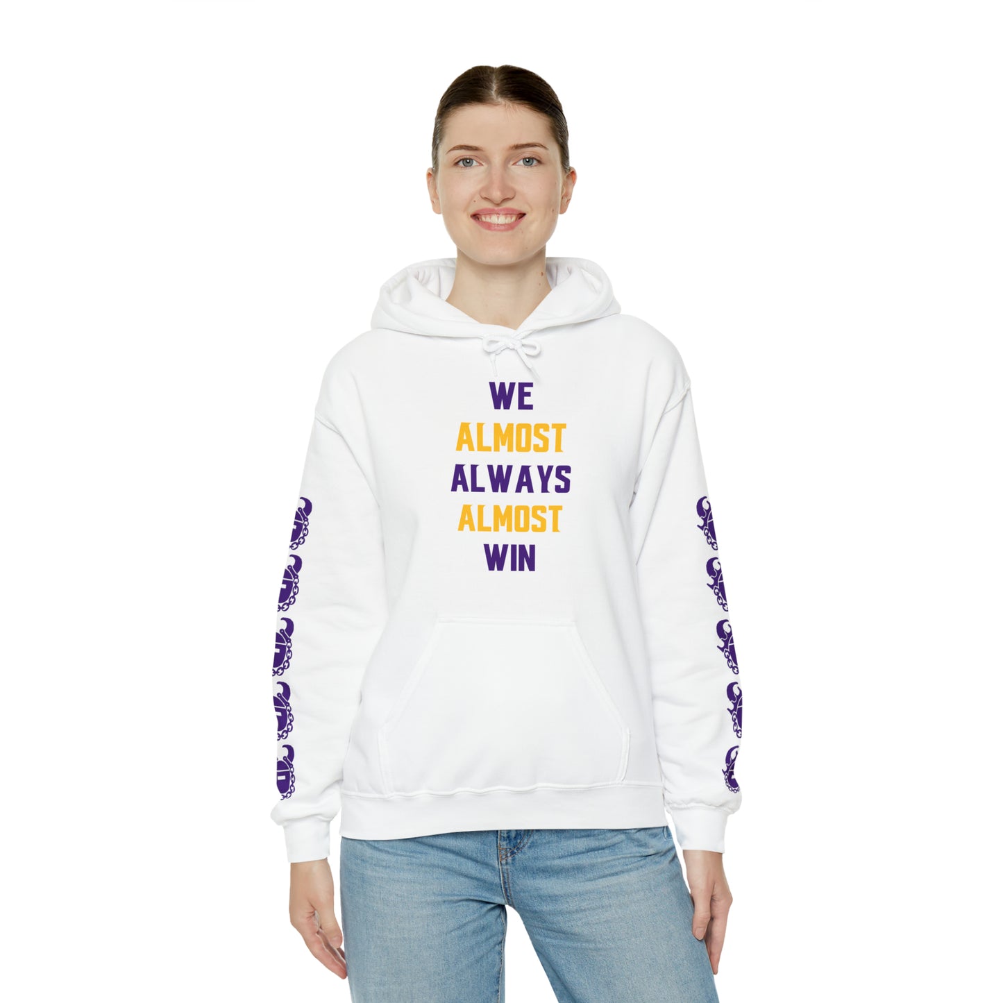 Unisex Heavy Blend™ Hooded Sweatshirt - ALMOST + Game Day Helmet (Sleeves)