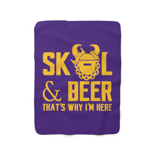 Sherpa Fleece Blanket - Purple/Gold - Football & BEER