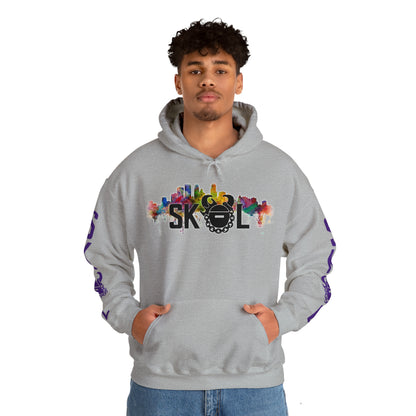 Unisex Heavy Blend™ Hooded Sweatshirt - Skyline + Original (Sleeves)