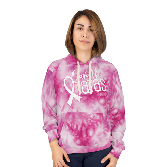 Unisex Pullover Hoodie - Pink Tie-Dye - Save the TaTas