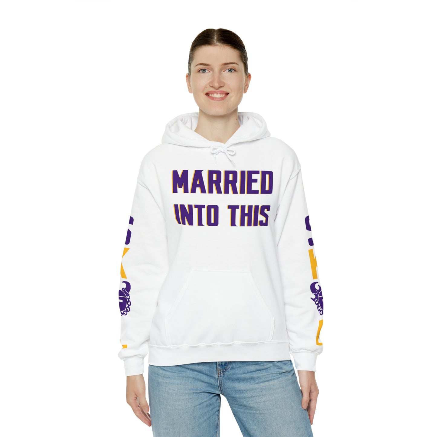 Unisex Heavy Blend™ Hooded Sweatshirt - Married Into This + Original (Sleeves)