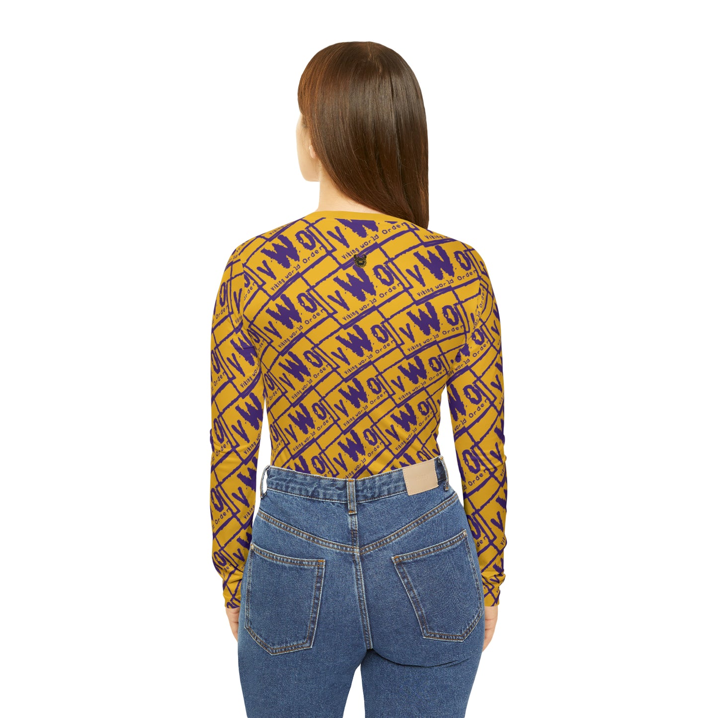 Women's Long Sleeve V-neck Shirt - Gold/Purple - VWO (Framed)