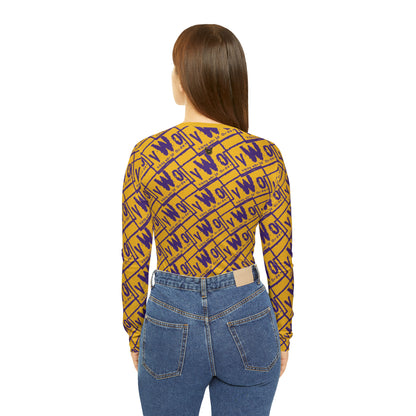 Women's Long Sleeve V-neck Shirt - Gold/Purple - VWO (Framed)