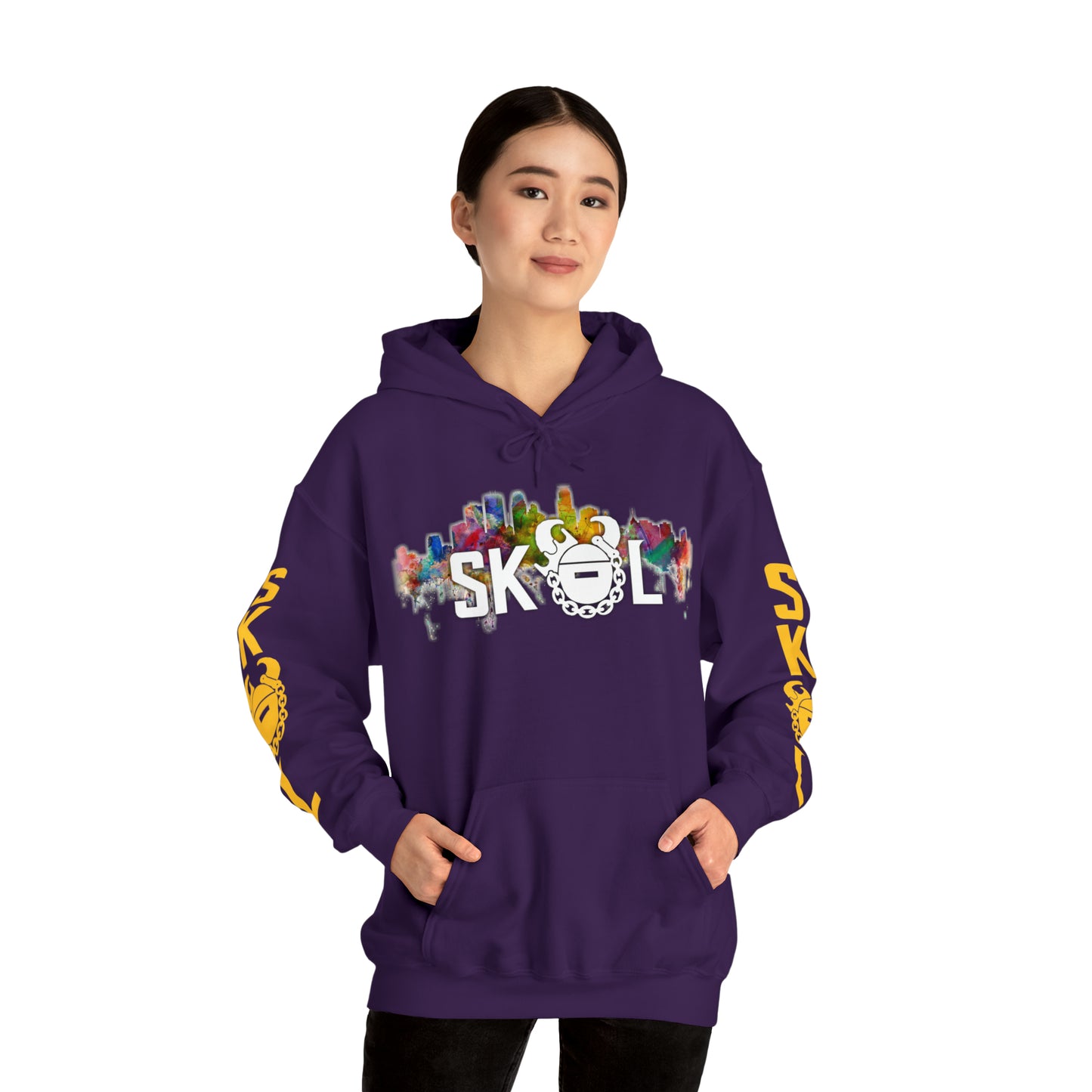 Unisex Heavy Blend™ Hooded Sweatshirt - Skyline + Original (Sleeves)