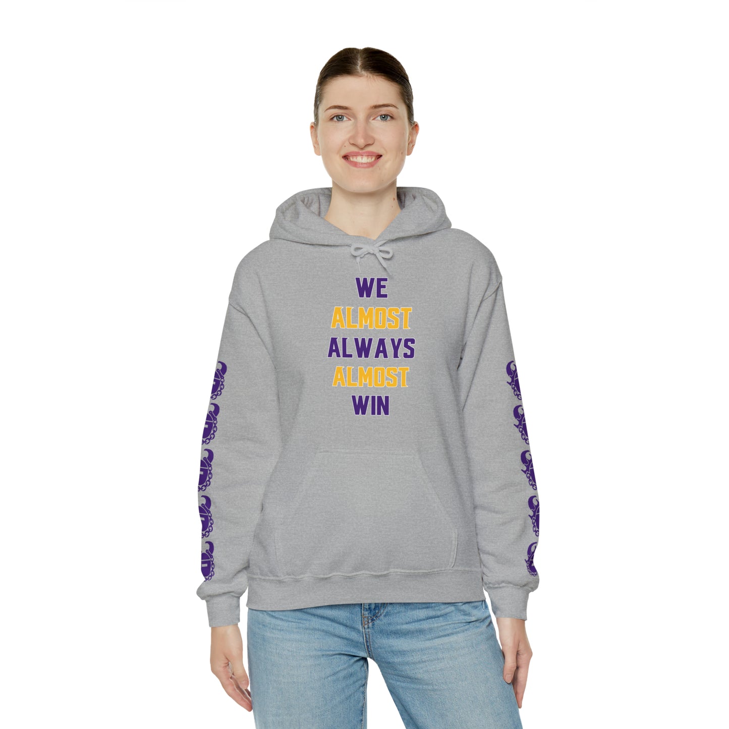 Unisex Heavy Blend™ Hooded Sweatshirt - ALMOST + Game Day Helmet (Sleeves)