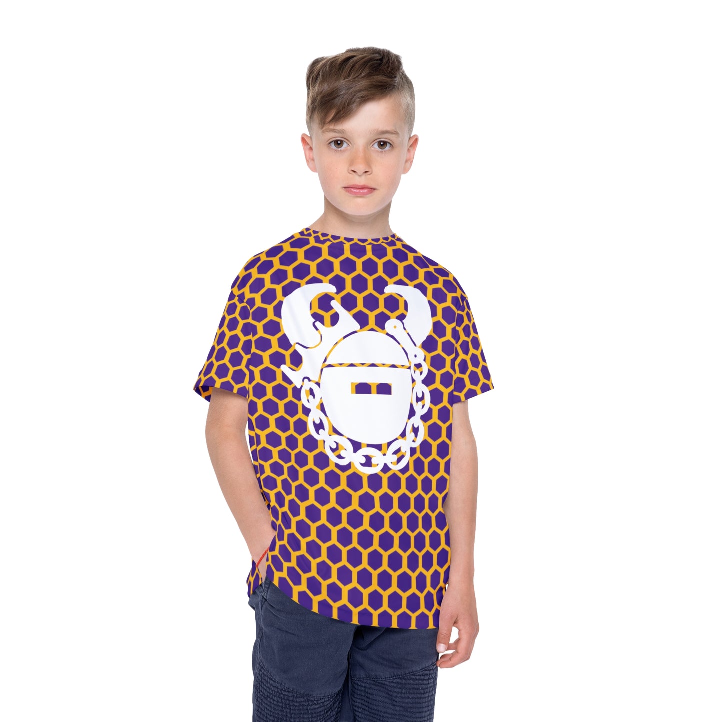 Kids Sports Jersey (Purple Hex) - Game Day Helmet