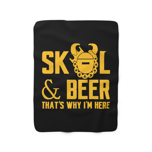 Sherpa Fleece Blanket - Black/Gold - Football & BEER