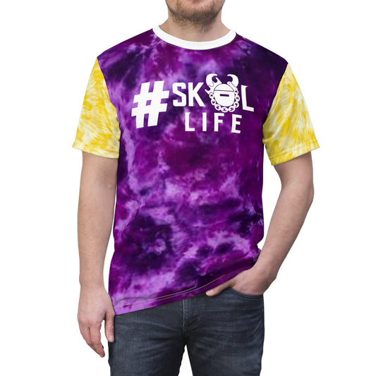 Unisex Cut & Sew Tee - Purple/Gold Tie-Dye - Hashtag - Life