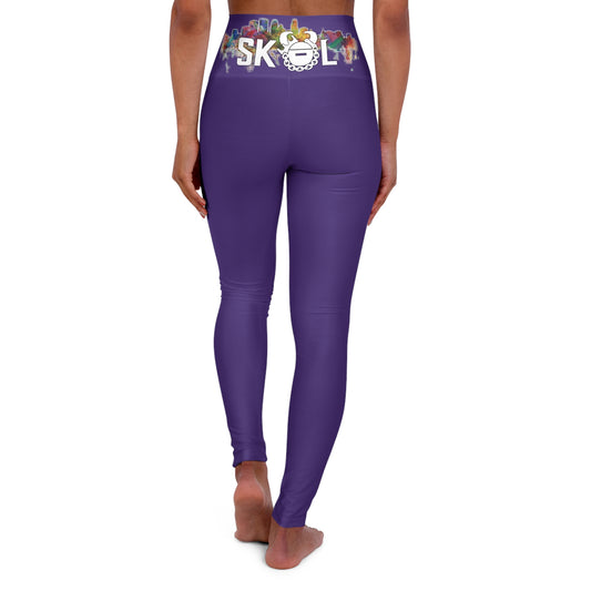 High Waisted Yoga Leggings - Purple - Skyline