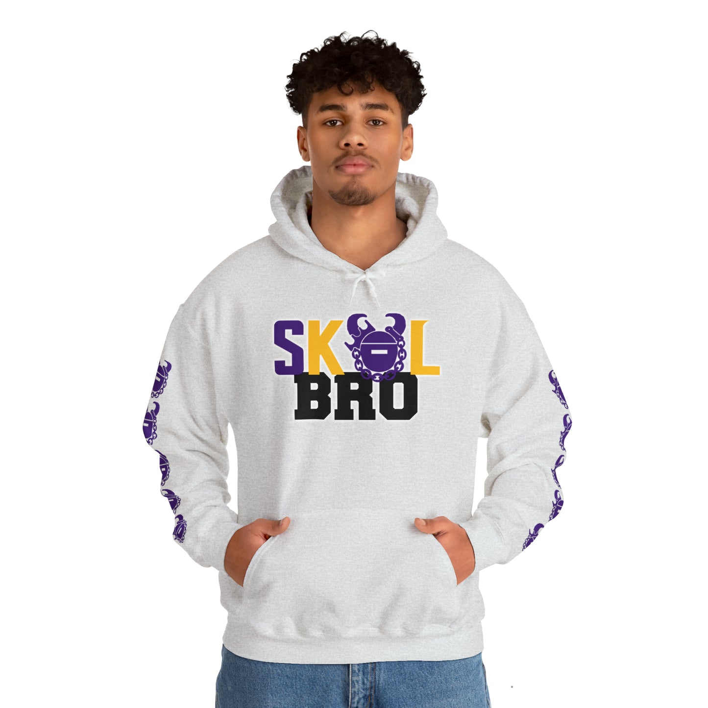 Unisex Heavy Blend™ Hooded Sweatshirt - BRO! + Game Day Helmet (Sleeves)