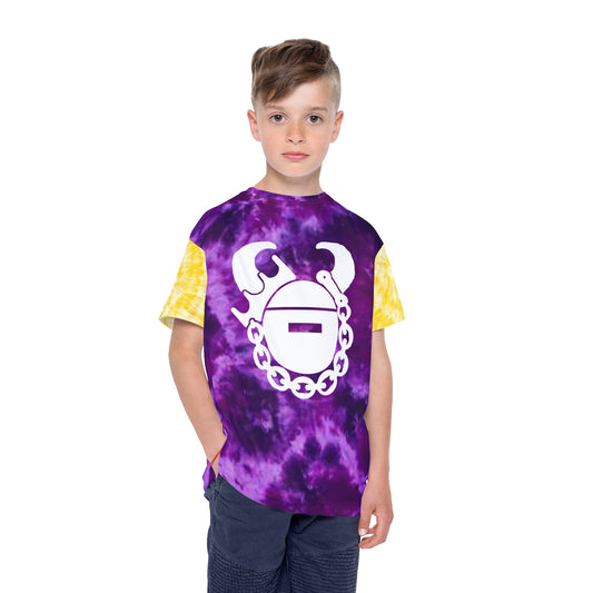 Kids Sports Jersey (Purple/Gold Tie-Dye) - Game Day Helmet