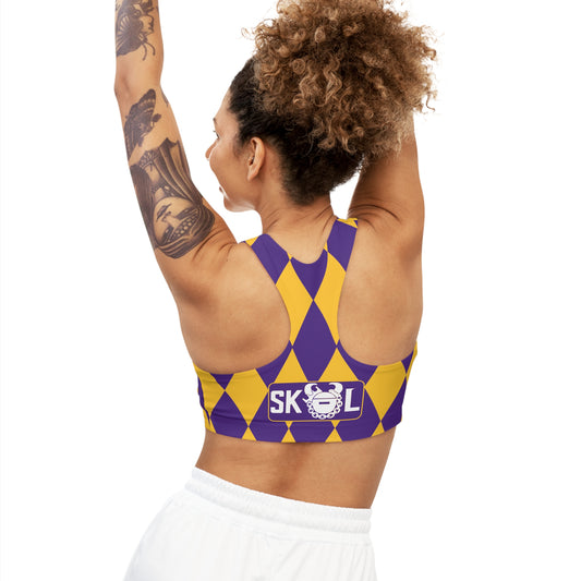 Seamless Sports Bra - Purple/Gold Diamonds