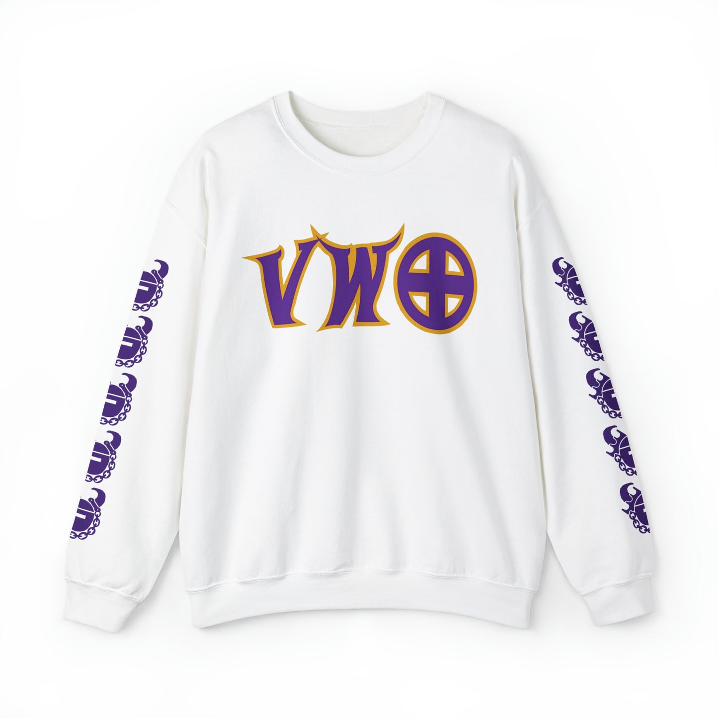 Unisex Heavy Blend™ Crewneck - V-W-O + Game Day Helmet (Sleeves)