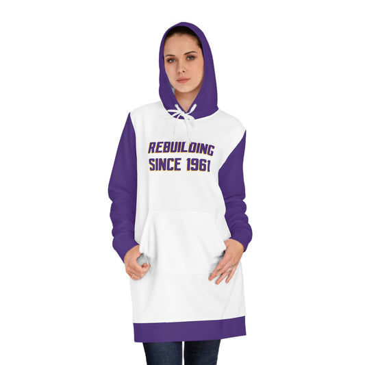 Hoodie Dress - White/Purple - Rebuilding Since 1961