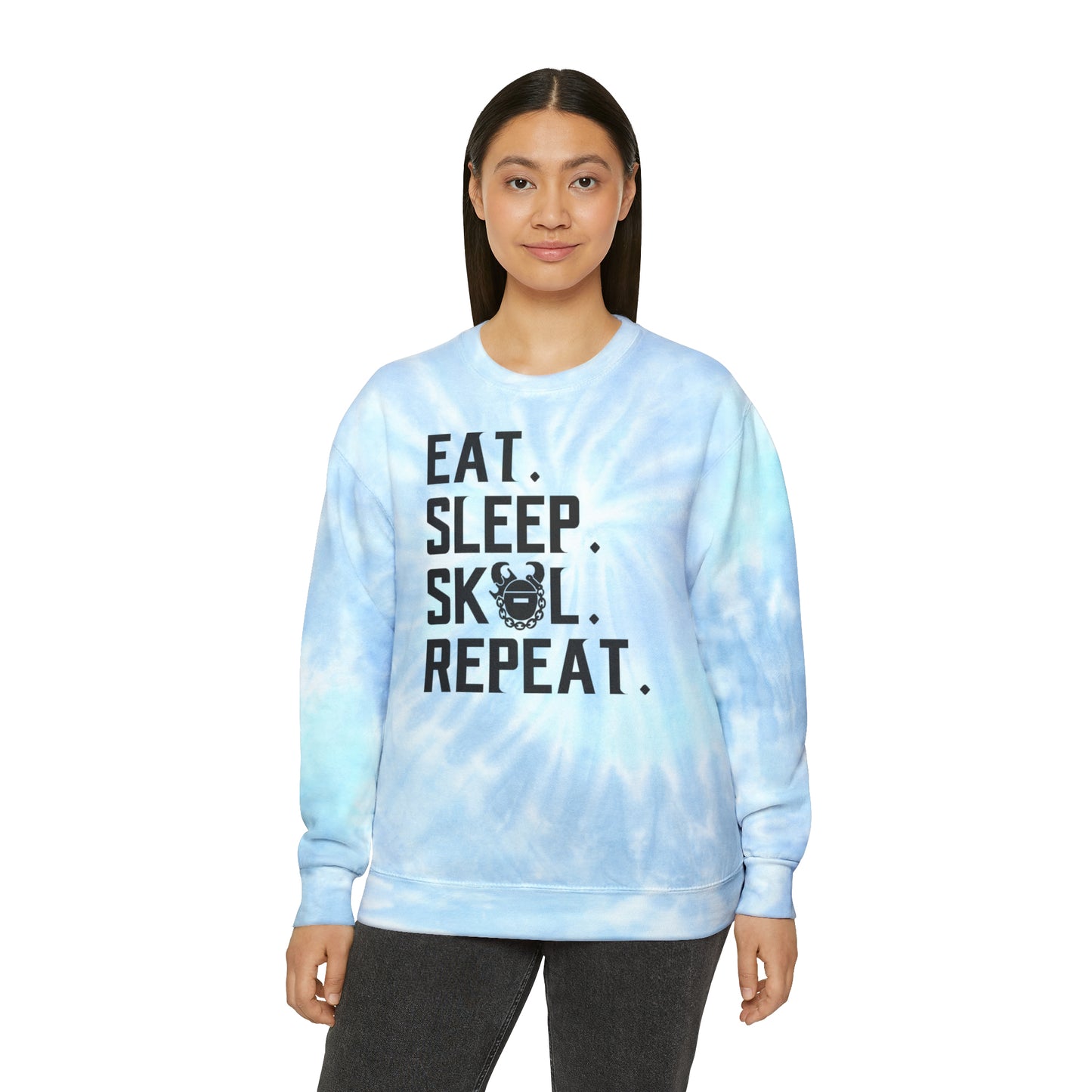 Tie-Dye Crewneck - Eat. Sleep. Repeat.