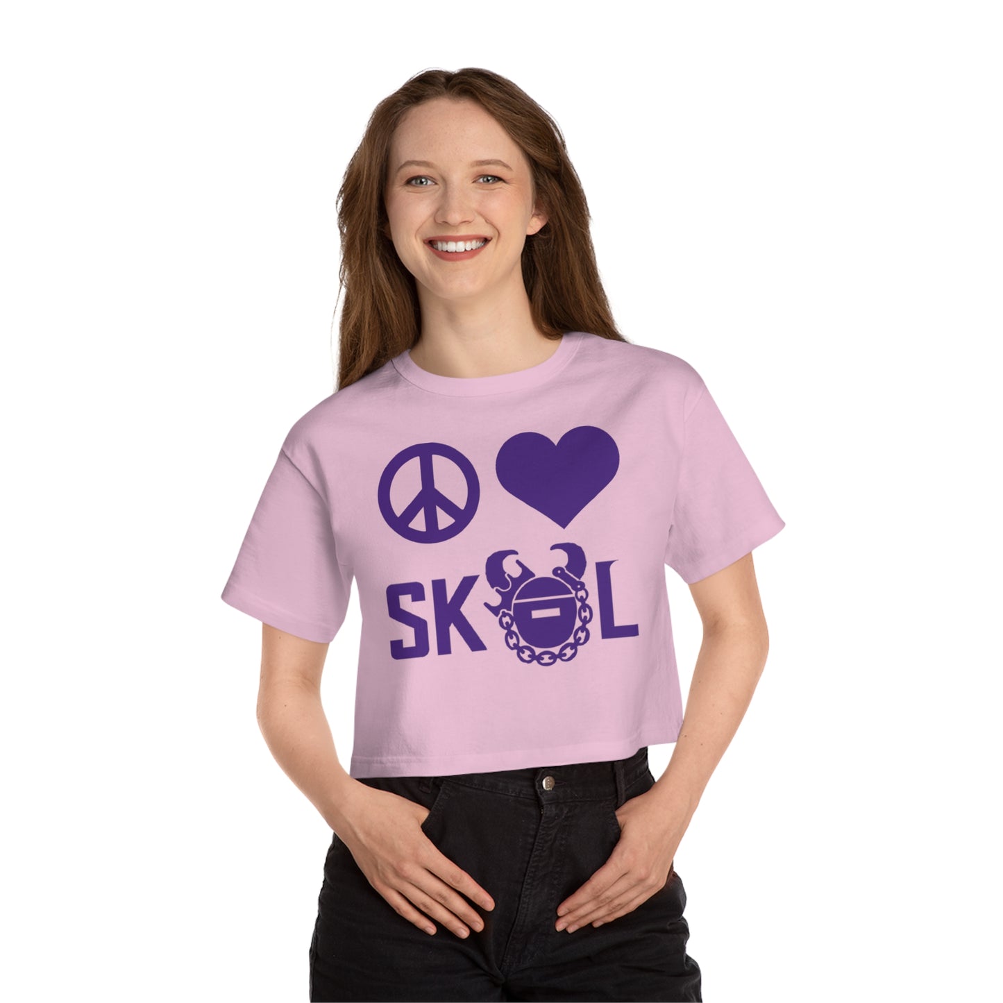 Women's Champion Heritage Cropped Top - Peace & Love