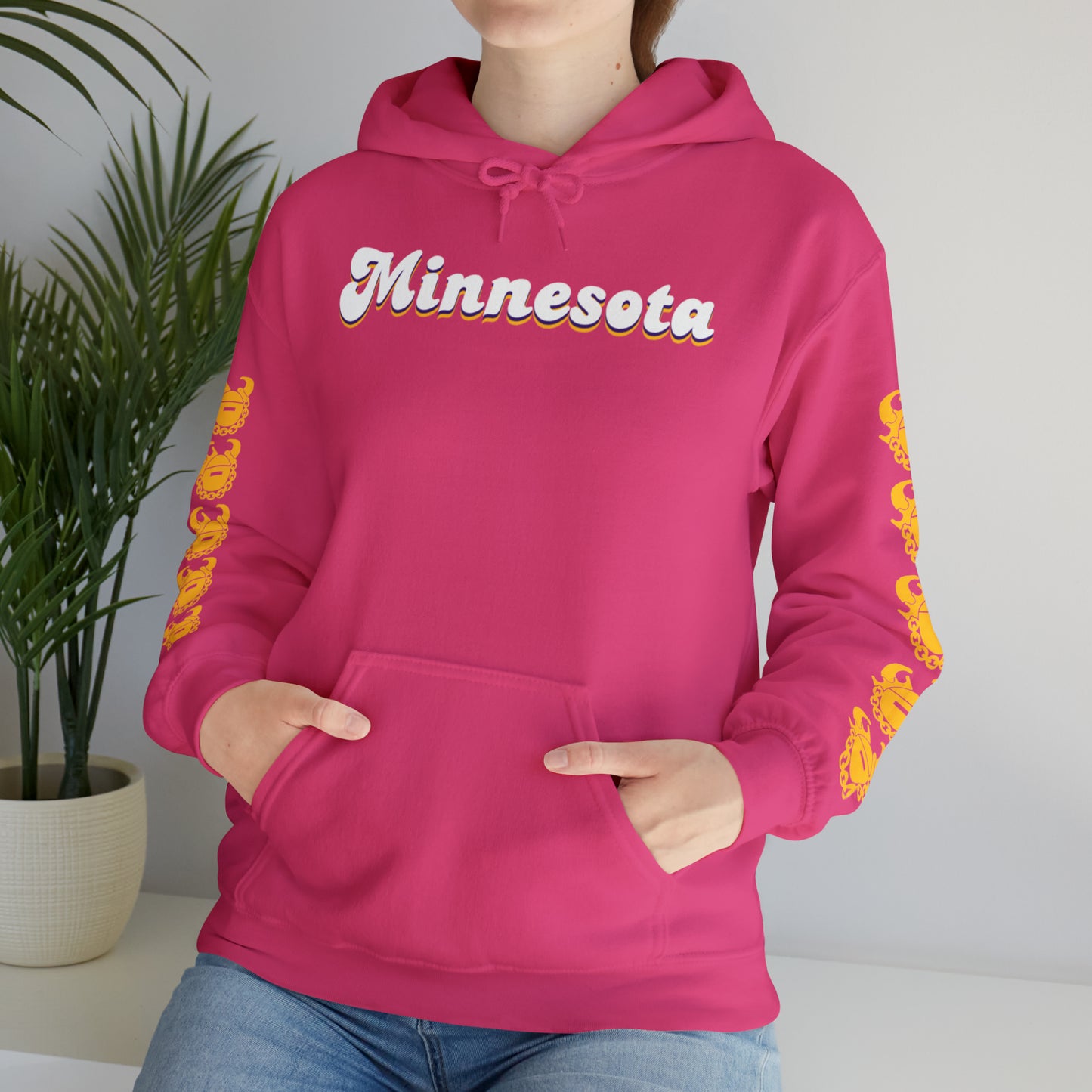 Unisex Heavy Blend™ Hooded Sweatshirt - Minnesota (Retro) + Game Day Helmet (Sleeves)