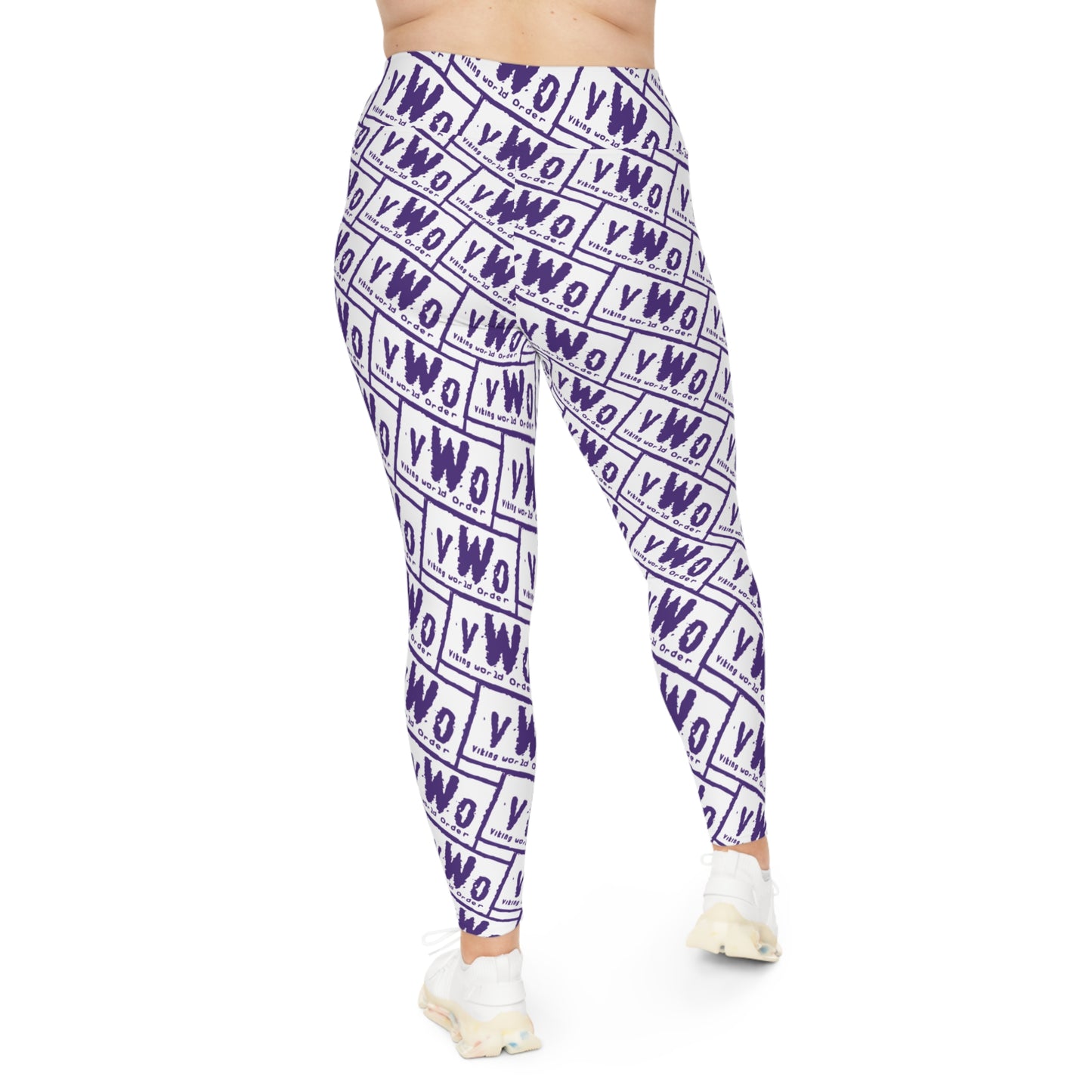 Plus Size Leggings - White/Purple - VWO