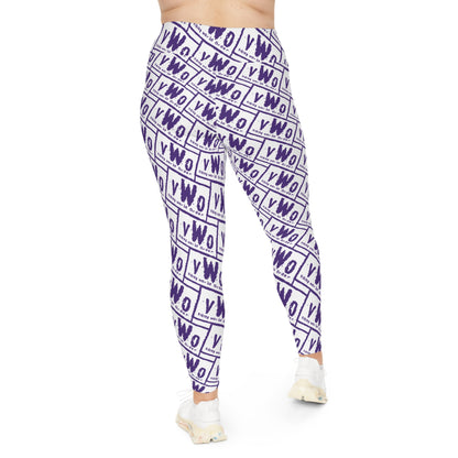 Plus Size Leggings - White/Purple - VWO