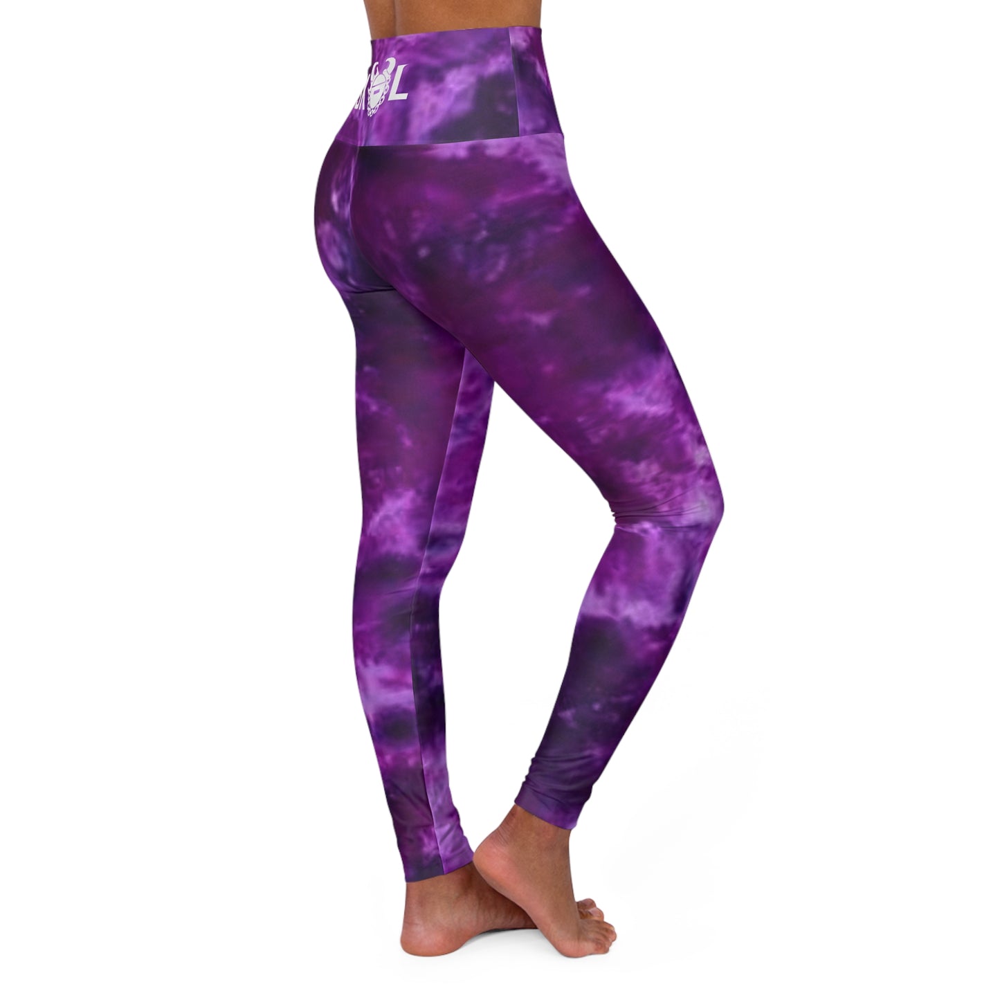 High Waisted Yoga Leggings - Purple Tie-Dye