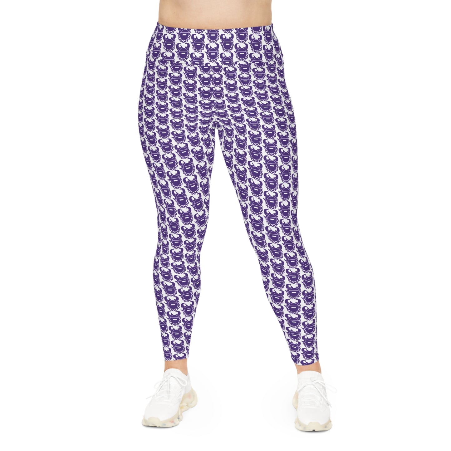 Plus Size Leggings - White/Purple Helmets