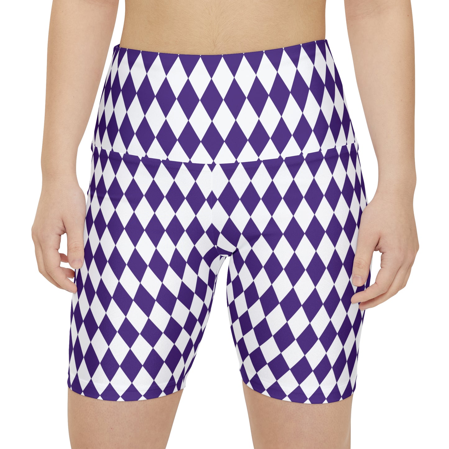 Women's Workout Shorts - Purple/White Diamonds