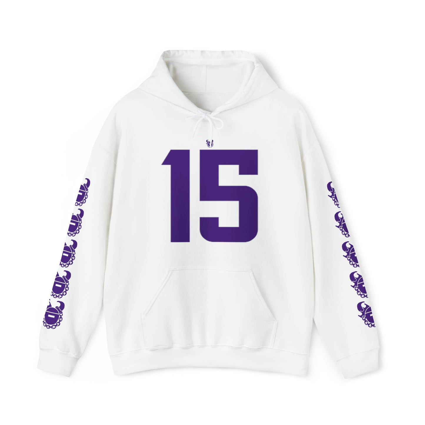 Unisex Heavy Blend™ Hooded Sweatshirt - Jersey #15 + Game Day Helmet (Sleeves)