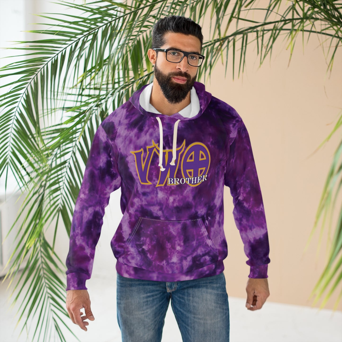 Unisex Pullover Hoodie - Purple Tie-Dye - VWO Brother