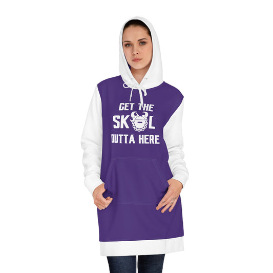 Hoodie Dress - Purple/White - Get OUTTA Here