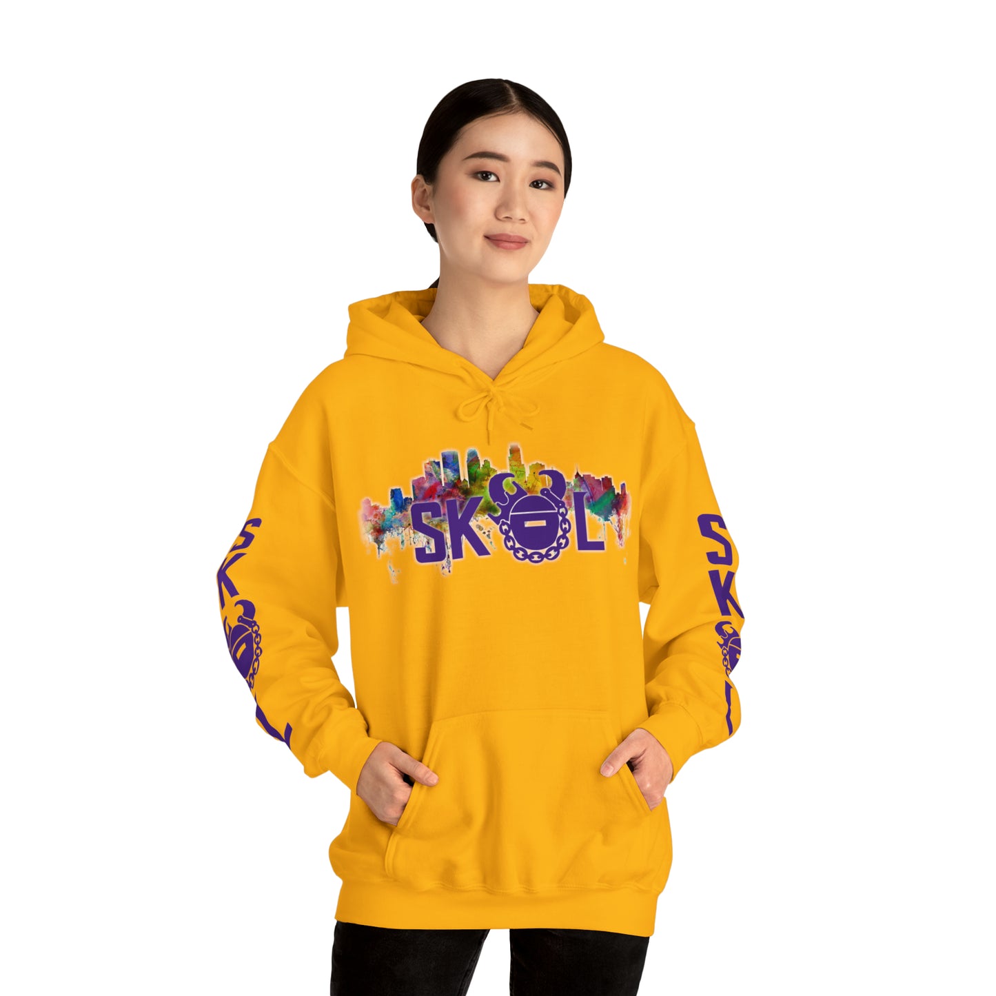 Unisex Heavy Blend™ Hooded Sweatshirt - Skyline + Original (Sleeves)