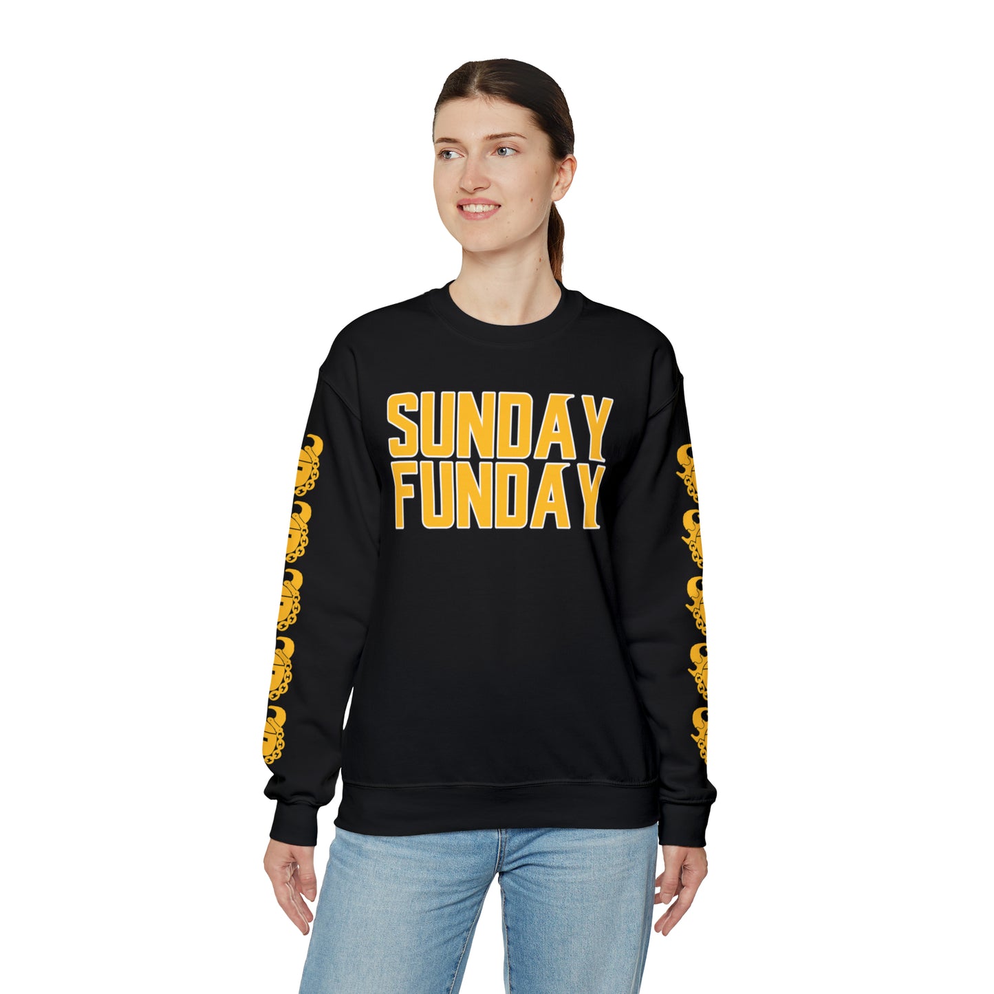 Unisex Heavy Blend™ Crewneck - SUNDAY FUNDAY + Game Day Helmet (Sleeves)