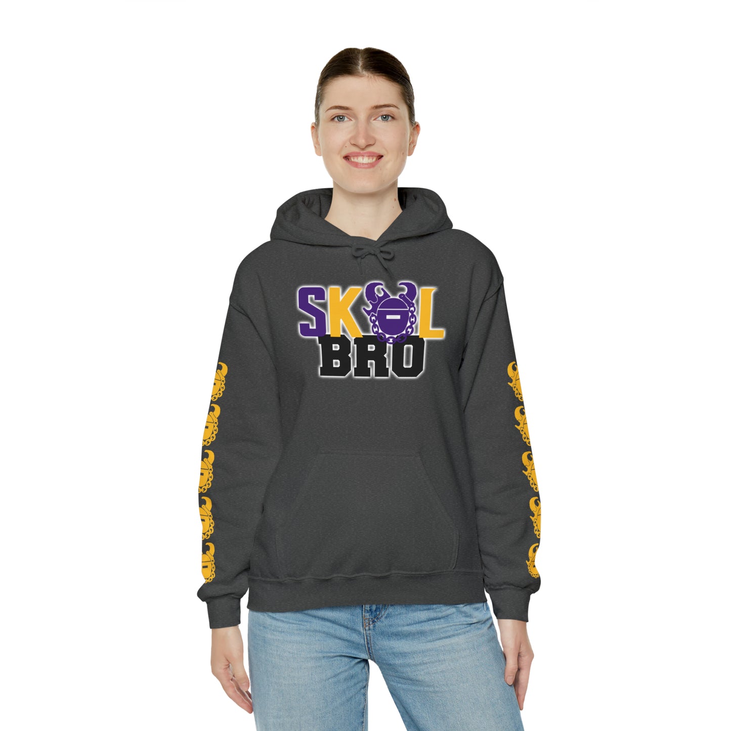 Unisex Heavy Blend™ Hooded Sweatshirt - BRO! + Game Day Helmet (Sleeves)