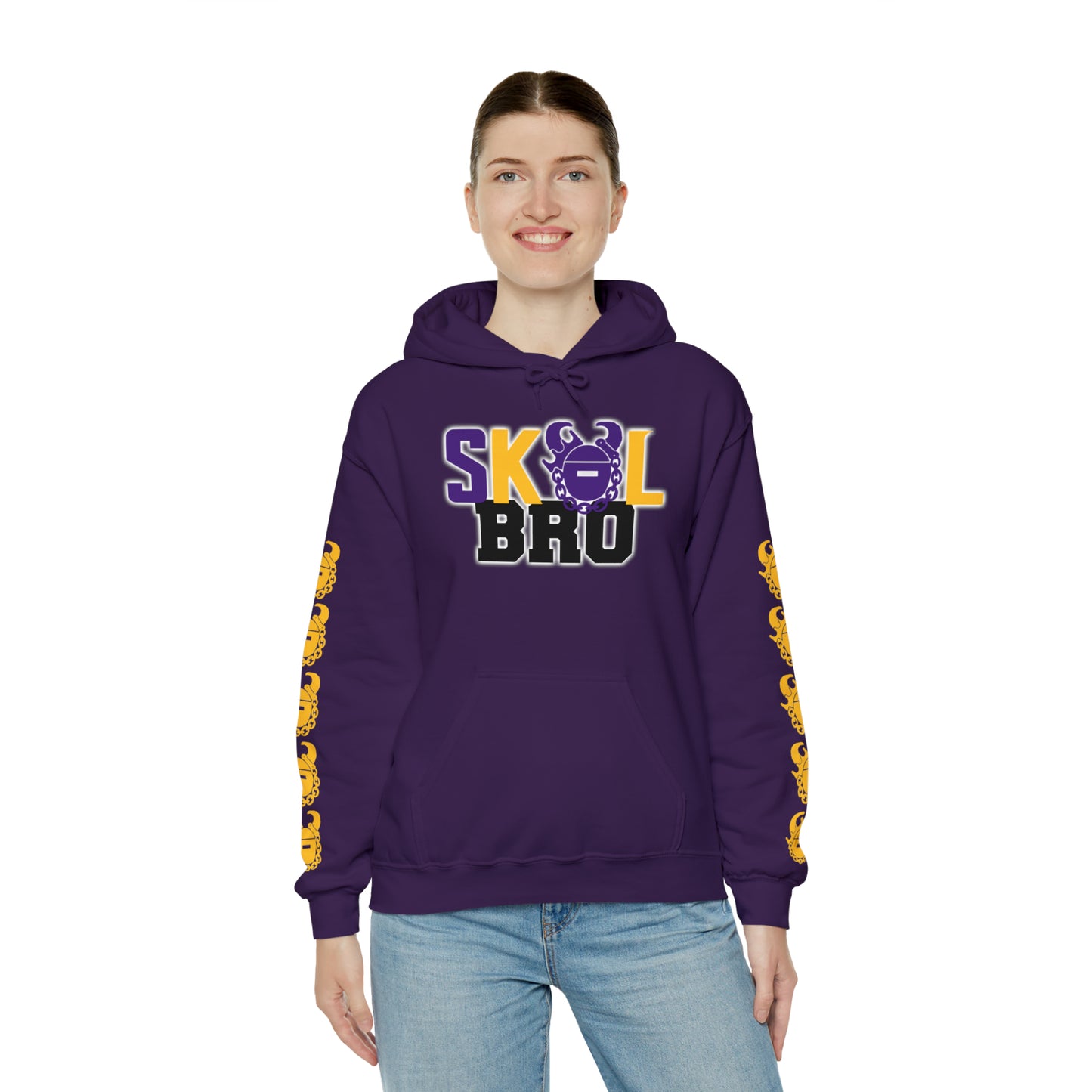 Unisex Heavy Blend™ Hooded Sweatshirt - BRO! + Game Day Helmet (Sleeves)