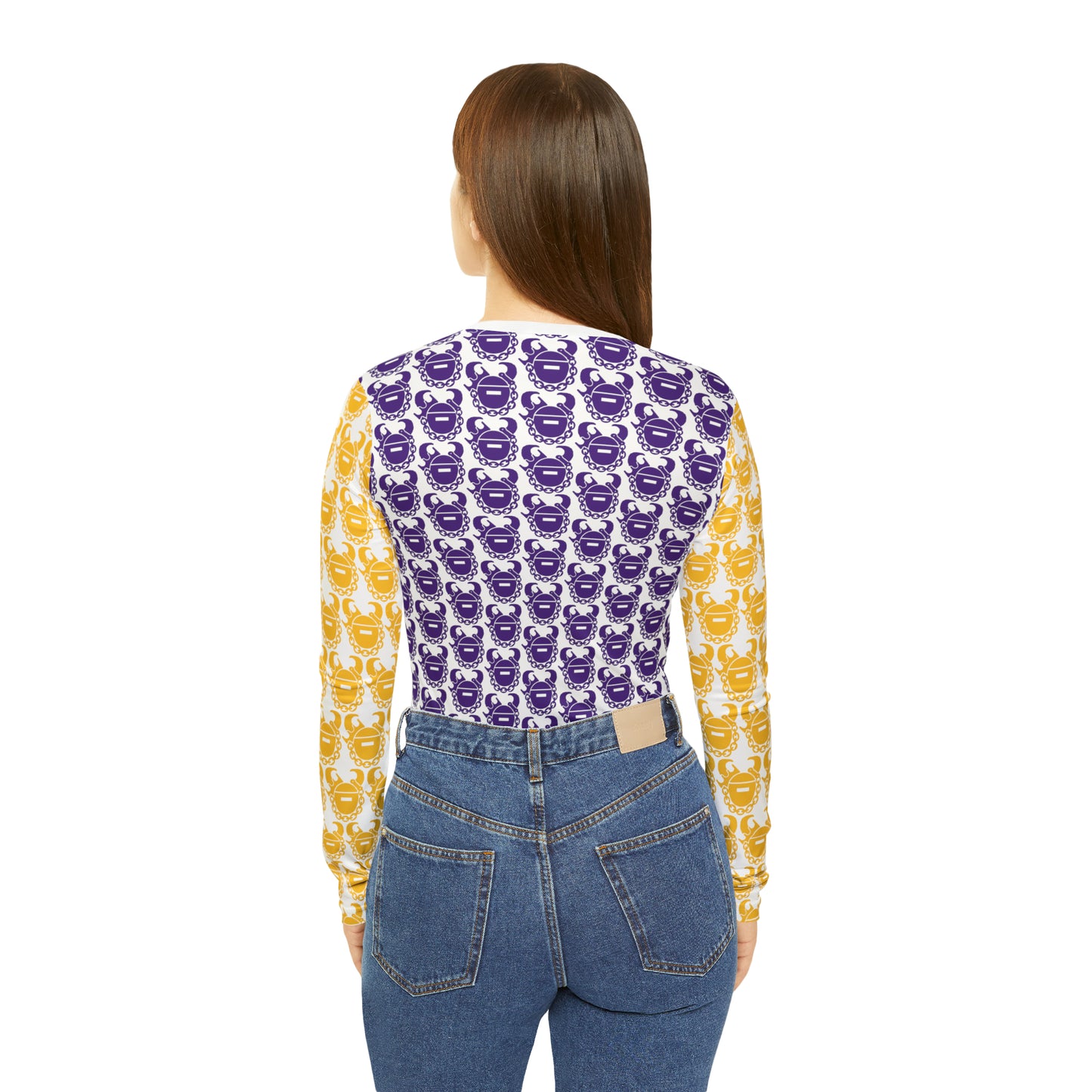 Women's Long Sleeve V-neck Shirt - Purple & Gold Helmets