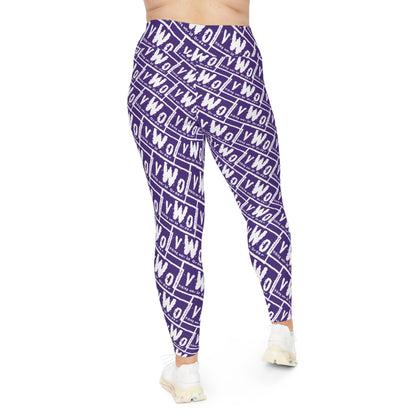 Plus Size Leggings - Purple/White - VWO