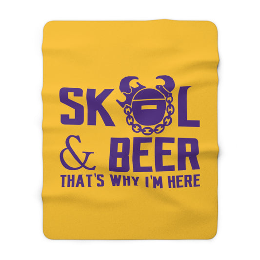 Sherpa Fleece Blanket - Gold/Purple - Football & Beer