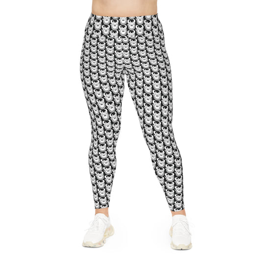 Plus Size Leggings - Black/White Helmets