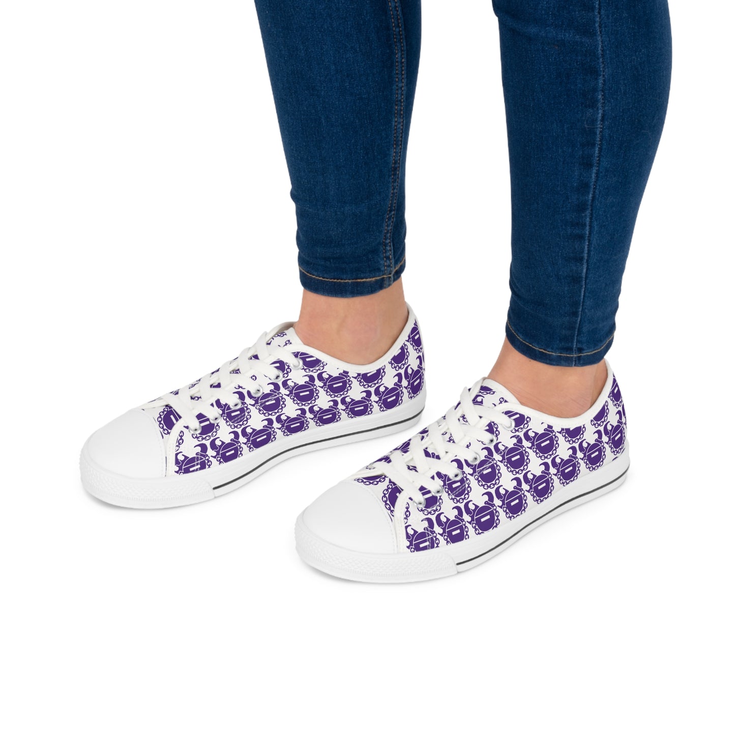 Women's Low Top Sneakers - White/Purple Helmets