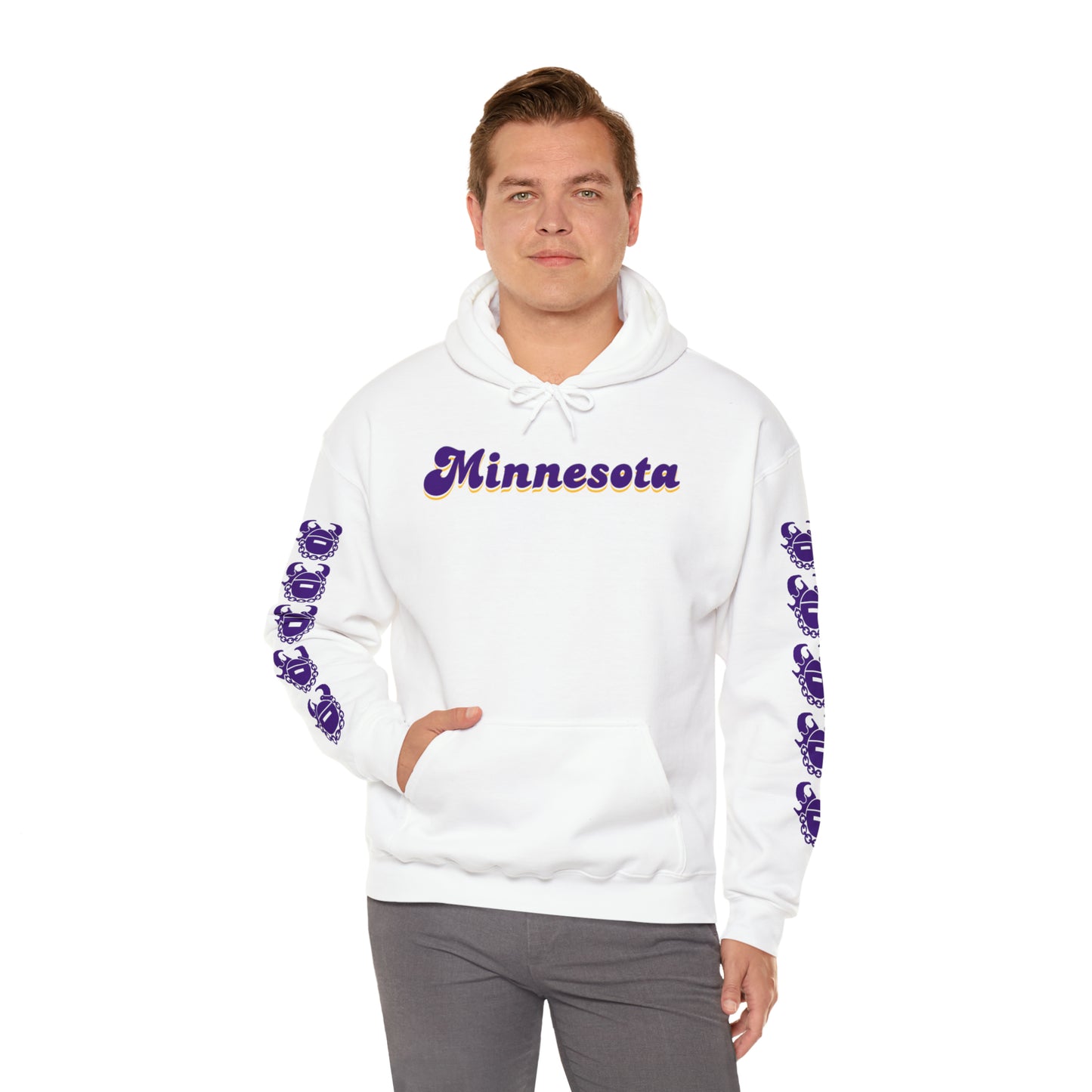 Unisex Heavy Blend™ Hooded Sweatshirt - Minnesota (Retro) + Game Day Helmet (Sleeves)