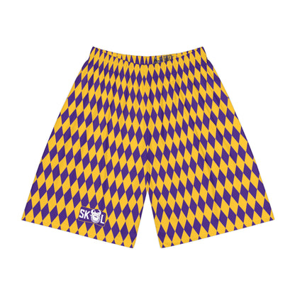 Men’s Sports Shorts - Purple/Gold Diamonds