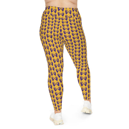 Plus Size Leggings - Gold/Purple Griddy