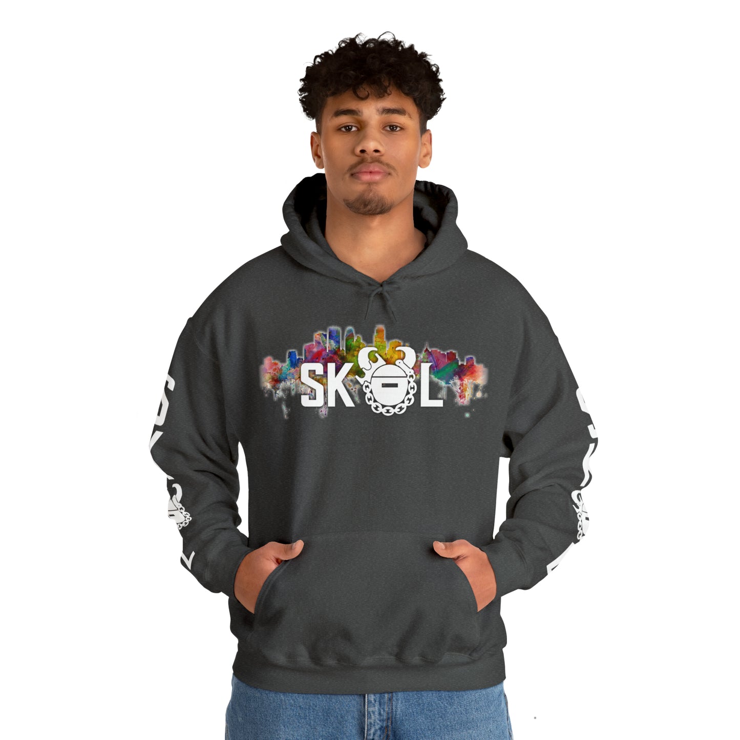 Unisex Heavy Blend™ Hooded Sweatshirt - Skyline + Original (Sleeves)