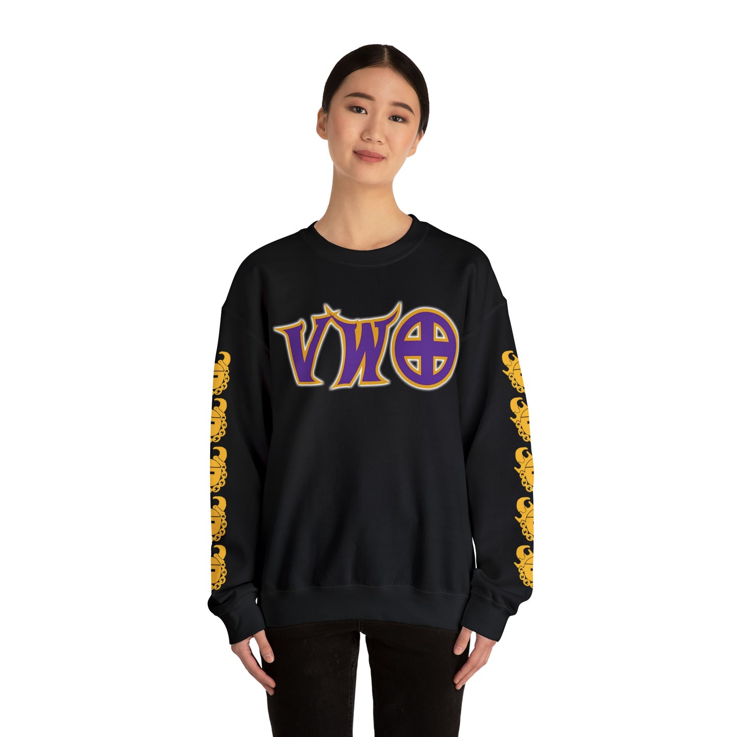 Unisex Heavy Blend™ Crewneck - V-W-O + Game Day Helmet (Sleeves)