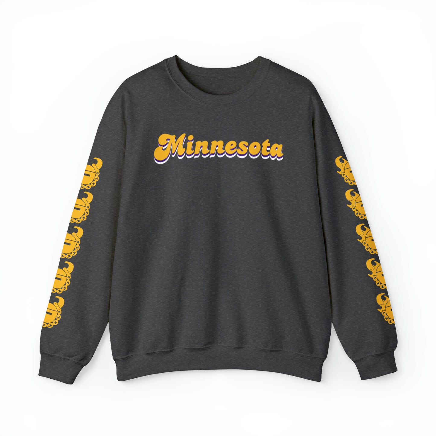 Unisex Heavy Blend™ Crewneck - Minnesota (Retro) + Game Day Helmet (Sleeves)