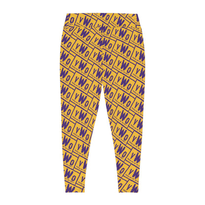 Plus Size Leggings - Gold/Purple - VWO