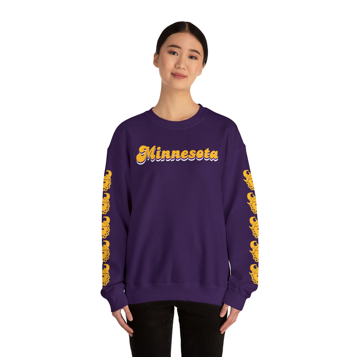 Unisex Heavy Blend™ Crewneck - Minnesota (Retro) + Game Day Helmet (Sleeves)